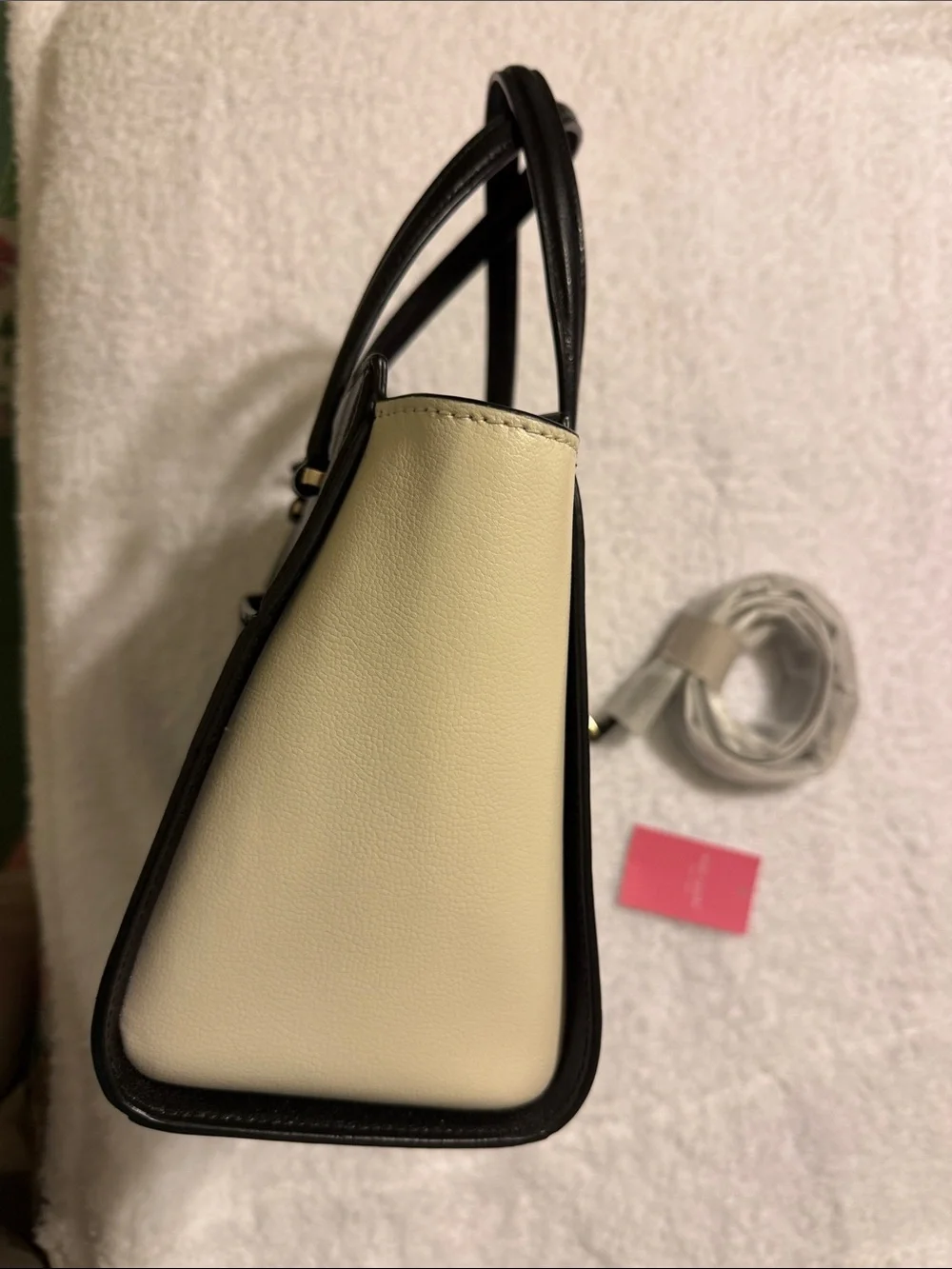 kate spade Black and Cream Leather Structured Tote with Double Handles